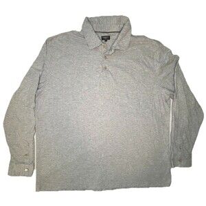 Faherty Polo Shirt Mens XXL Gray White  Striped Long Sleeve Pullover Soft